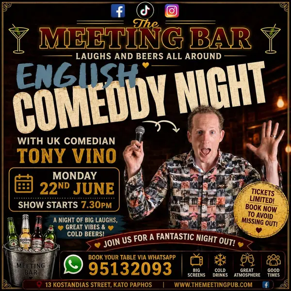 😂🎤 ENGLISH COMEDY NIGHT IS COMING TO THE MEETING BAR! 🎤😂