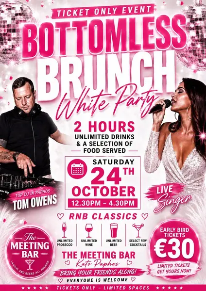 ✨🤍 THE ULTIMATE WHITE PARTY BOTTOMLESS BRUNCH IS COMING! 🤍✨