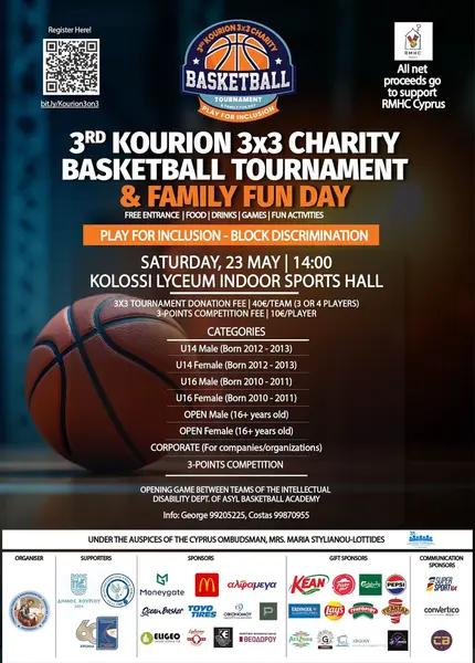 3rd KOURION 3x3 CHARITY BASKETBALL TOURNAMENT & FAMILY FUN DAY