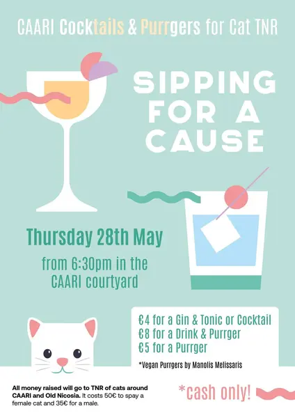 Sipping for a Cause - CAARI Cocktails & Purrgers for Cat TNR