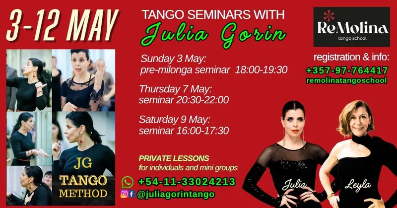 Tango Seminars with Julia Gorin in Limassol / 3-12 May