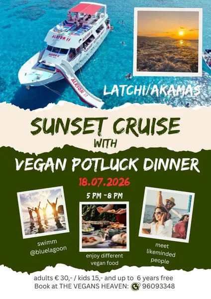 🌅 Exclusive SUNSET CRUISE 🛥️ with VEGAN POTLUCK dinner 😋