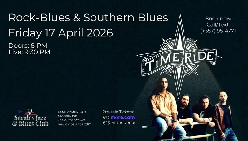 Blues Fridays at Sarah's with TIME RIDE