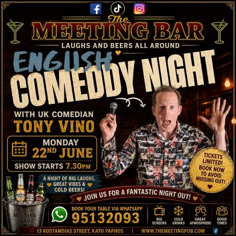 😂🎤 ENGLISH COMEDY NIGHT IS COMING TO THE MEETING BAR! 🎤😂