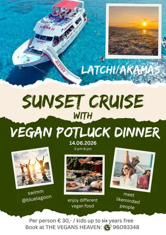 🌅 Exclusive SUNSET CRUISE 🛥️ with VEGAN POTLUCK dinner 😋