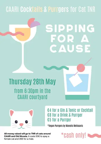 Sipping for a Cause - CAARI Cocktails & Purrgers for Cat TNR