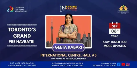 Navrang Navratri Festival Canada 2026 With Geeta Rabari - SUNDAY 6th September, 2026