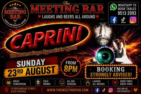 🧠 Sunday 23rd August – Caprini Stage Hypnotist (8PM)